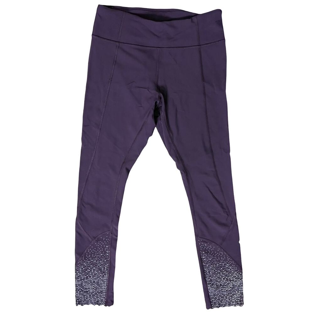 Lululemon Eggplant Purple Tight Stuff Scalloped Hem Crop Capri Leggings size 6